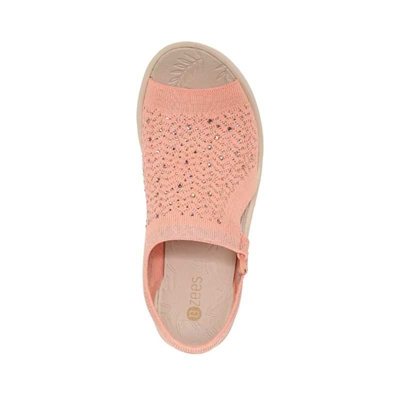 Bzees Women's Star Bright Sandal-Peach Rhinestone Knit | New Arrivals