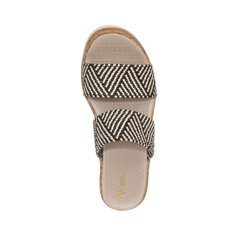 Bzees Women's Resort Wedge Sandal-Black Multi Raffia Fabric | New Arrivals