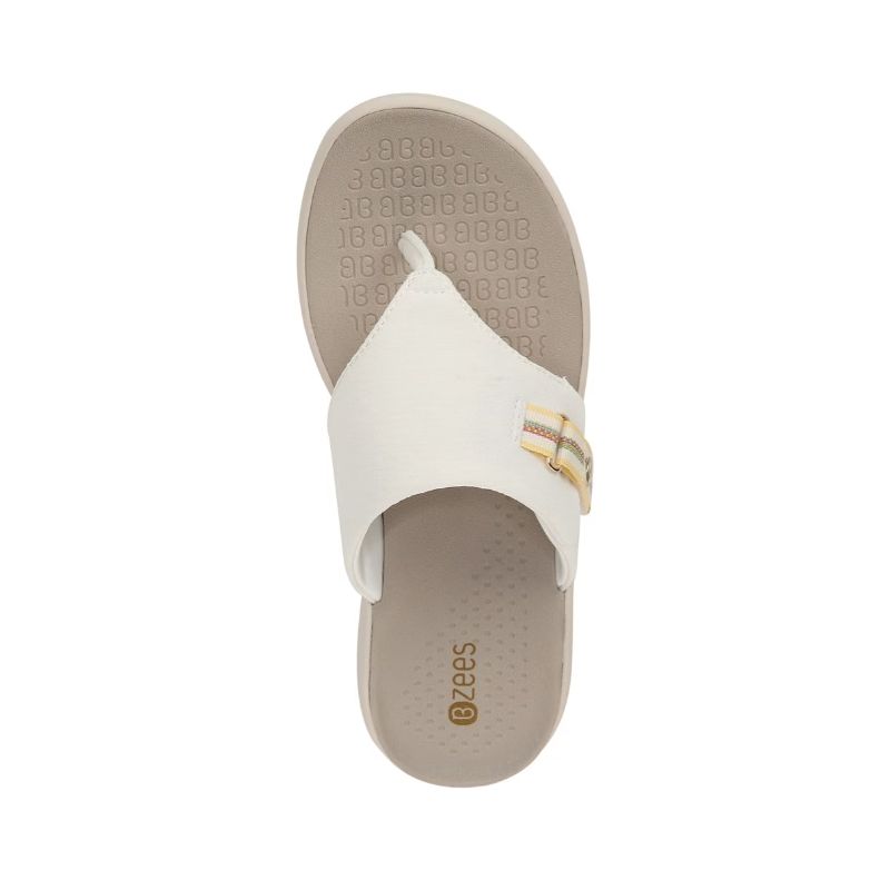 Bzees Women's Camp Out Wedge Sandal-White Fabric | New Arrivals