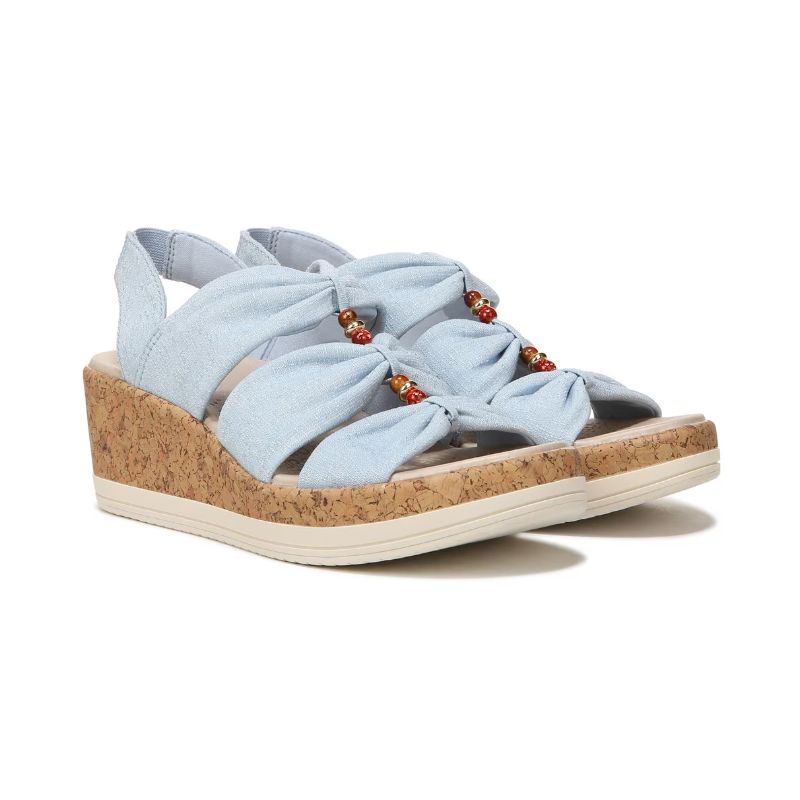 Bzees Women's Roma Sandal Wedge-Blue Fabric | New Arrivals