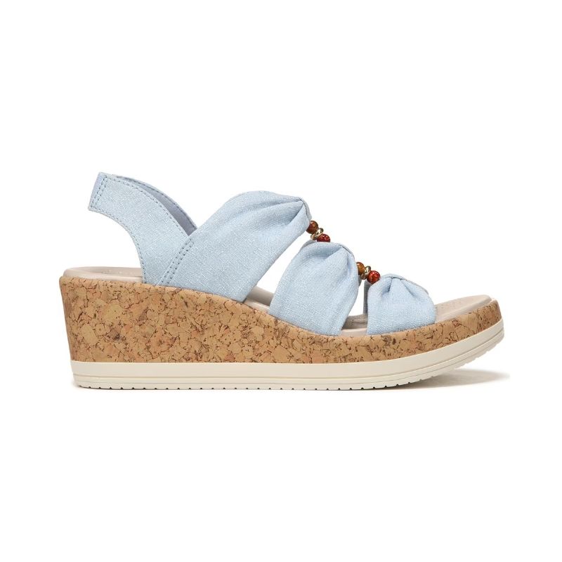 Bzees Women's Roma Sandal Wedge-Blue Fabric | New Arrivals