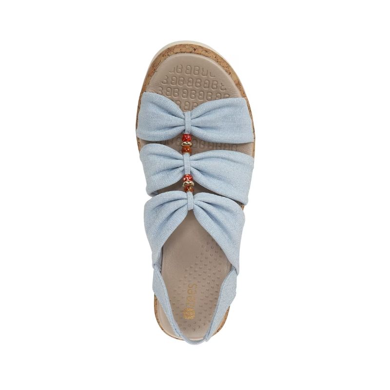 Bzees Women's Roma Sandal Wedge-Blue Fabric | New Arrivals