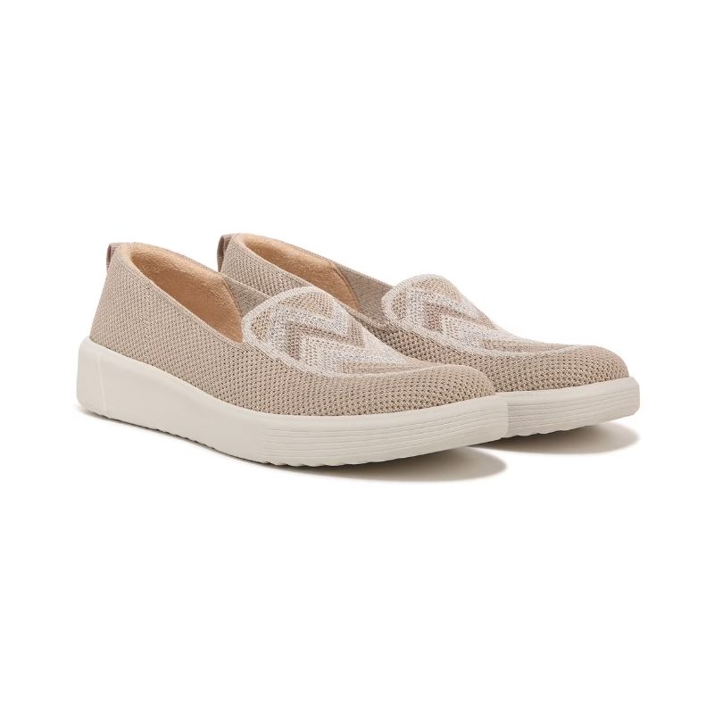 Bzees Women's March On Moc Slip On-Beige Chevron Knit | New Arrivals