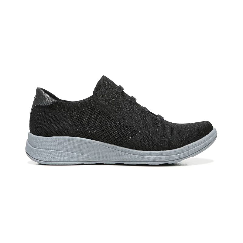 Bzees Women's Golden Knit Slip On Sneaker-Metallic Black | New Arrivals