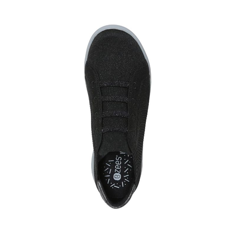 Bzees Women's Golden Knit Slip On Sneaker-Metallic Black | New Arrivals