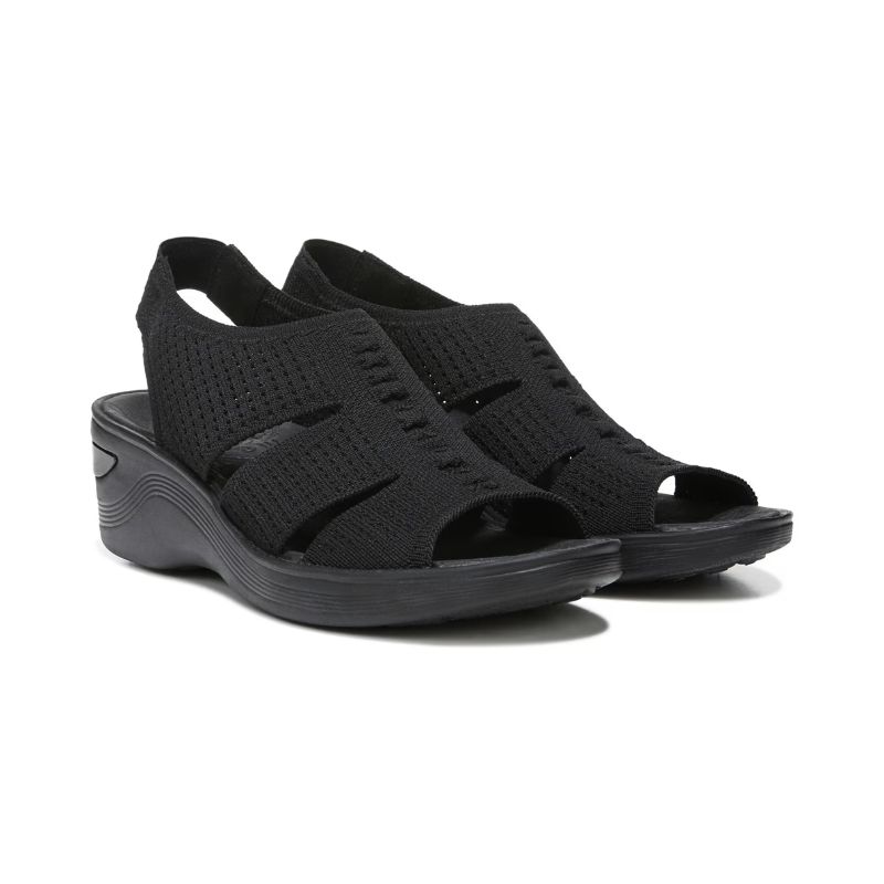 Bzees Women's Double Up Slingback Wedge Sandal-Black Knit | New Arrivals