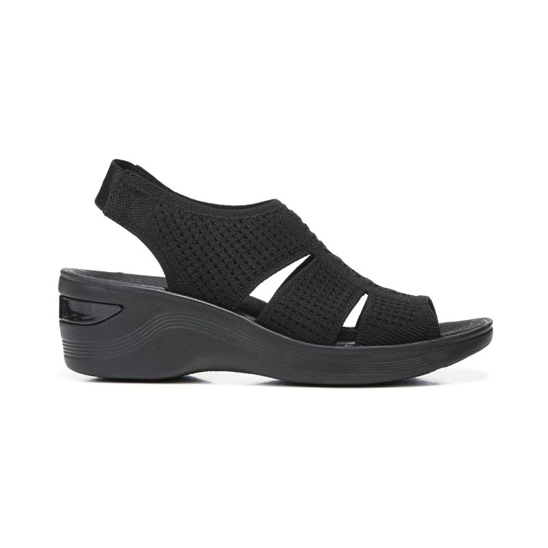 Bzees Women's Double Up Slingback Wedge Sandal-Black Knit | New Arrivals