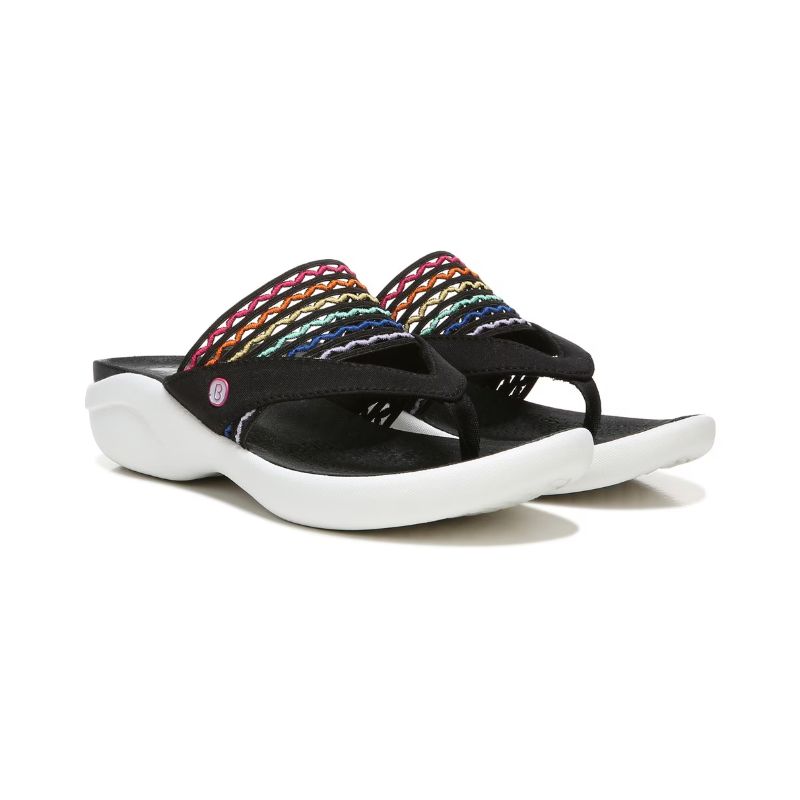 Bzees Women's Cabana Flip Flop Sandal-Black/Multi Ripple Gore | New Arrivals