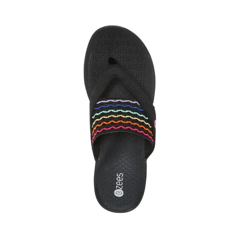 Bzees Women's Cabana Flip Flop Sandal-Black/Multi Ripple Gore | New Arrivals