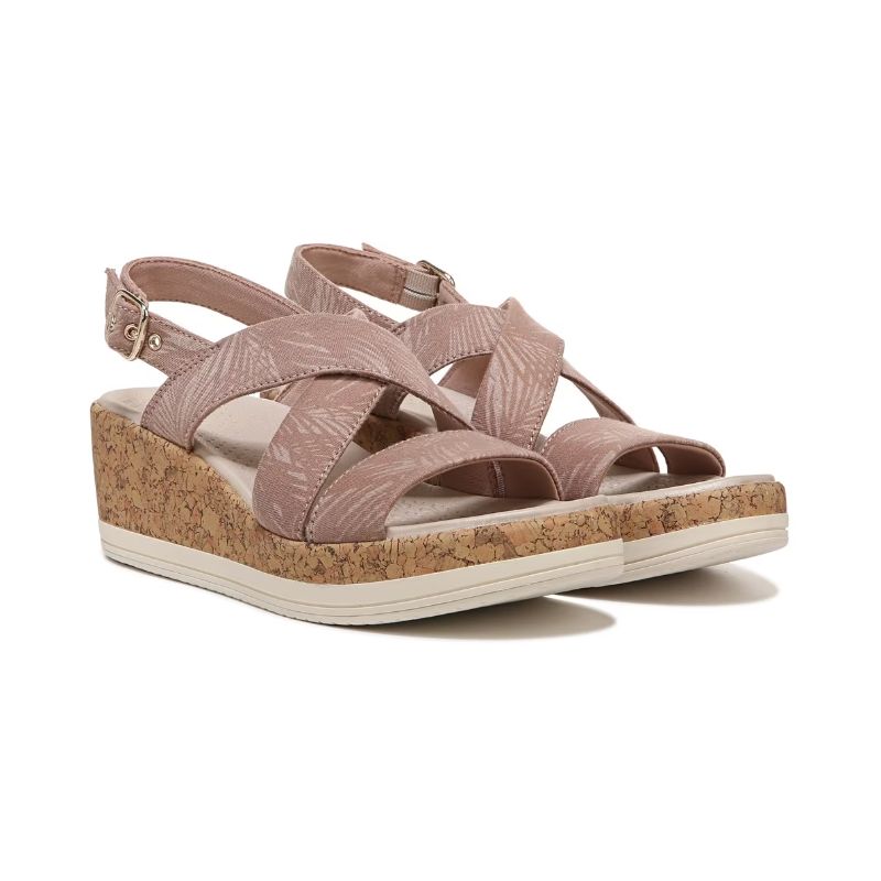 Bzees Women's Radiant Wedge Sandal-Brown Palm Fabric | New Arrivals