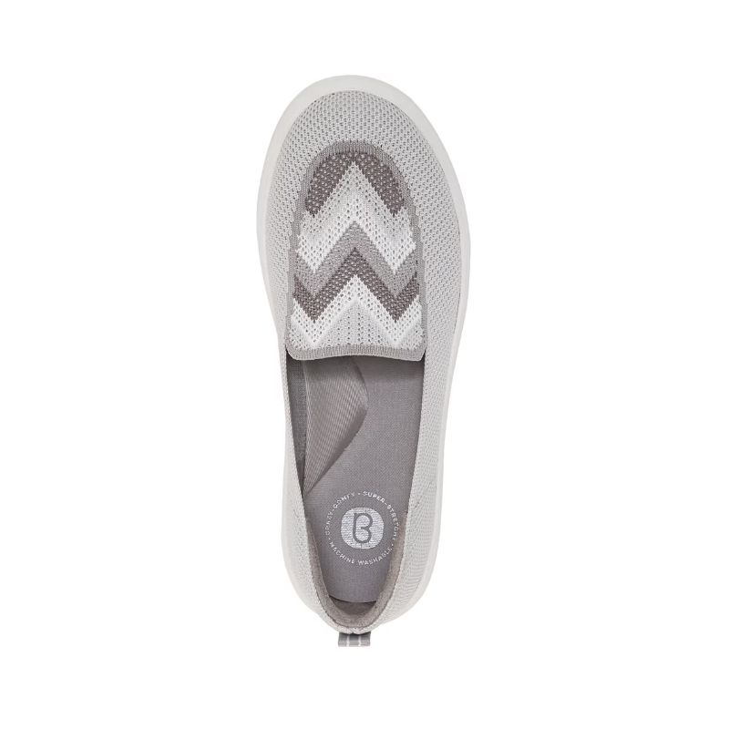 Bzees Women's March On Moc Slip On-Grey Chevron Knit | New Arrivals