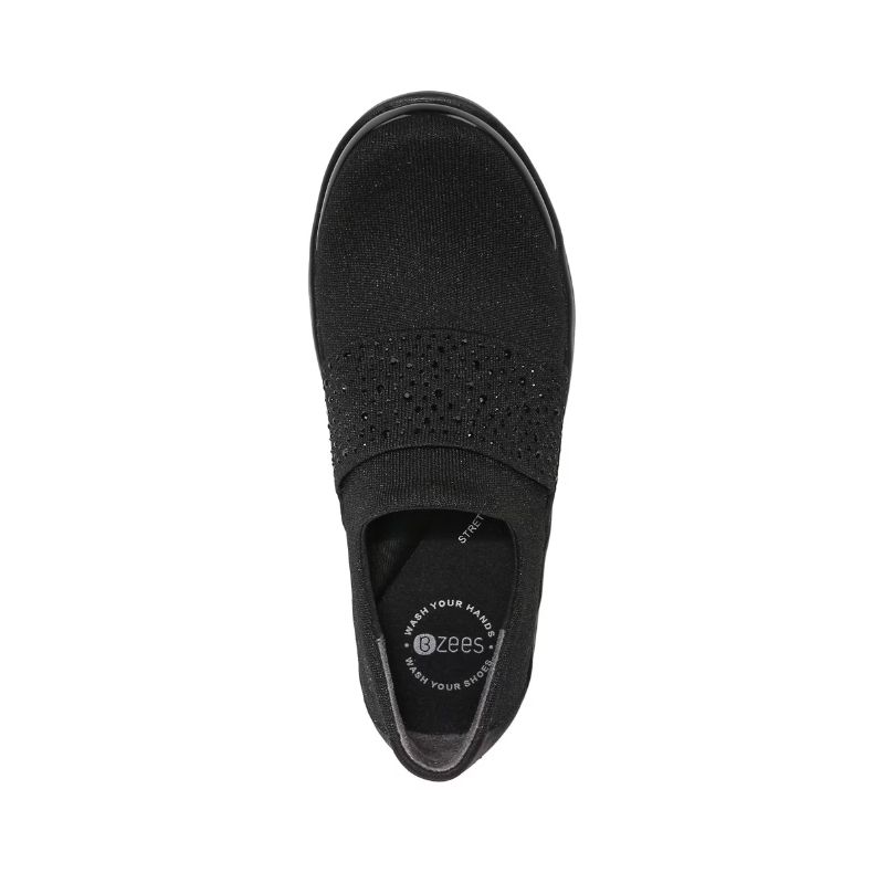 Bzees Women's Pizazz Slip On-Black Sparkle Knit Fabric | New Arrivals