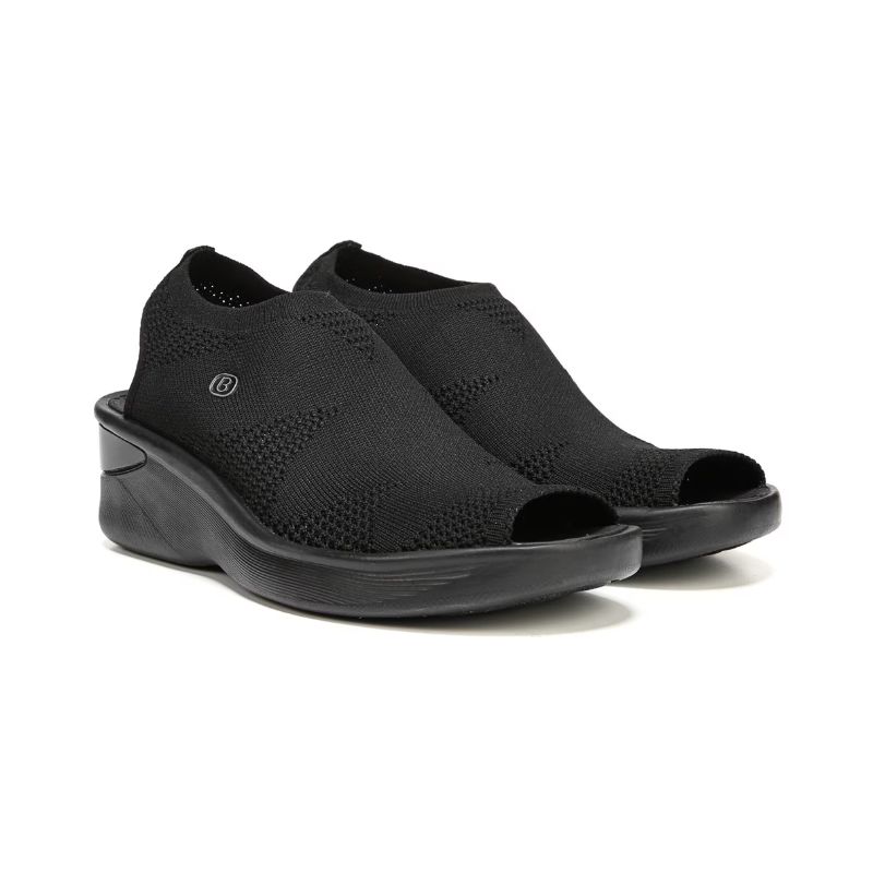 Bzees Women's Secret Wedge Sandal-Black Knit | New Arrivals