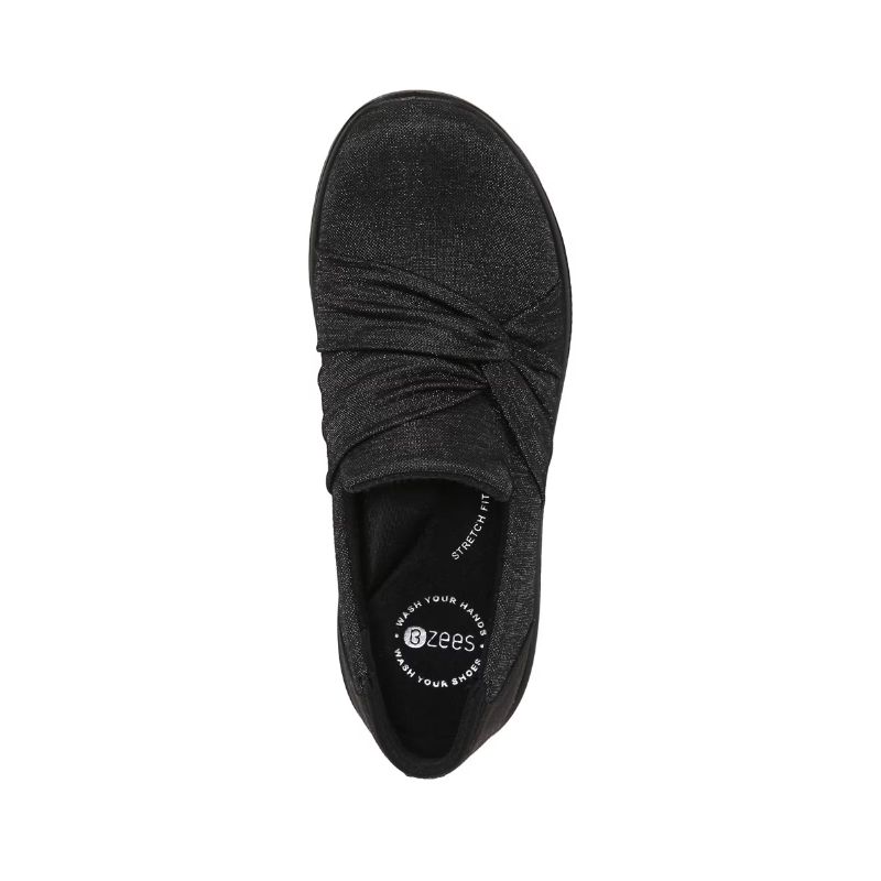 Bzees Women's Glimmer Slip On-Black Shimmer Fabric | New Arrivals