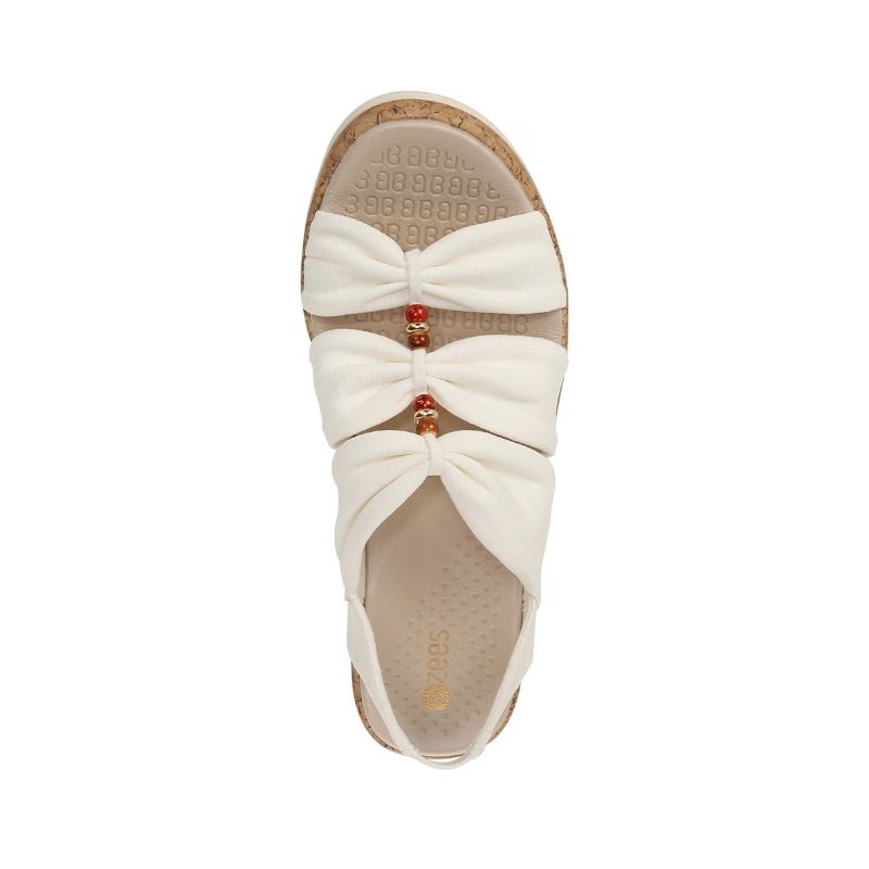 Bzees Women's Roma Sandal Wedge-White Fabric | New Arrivals