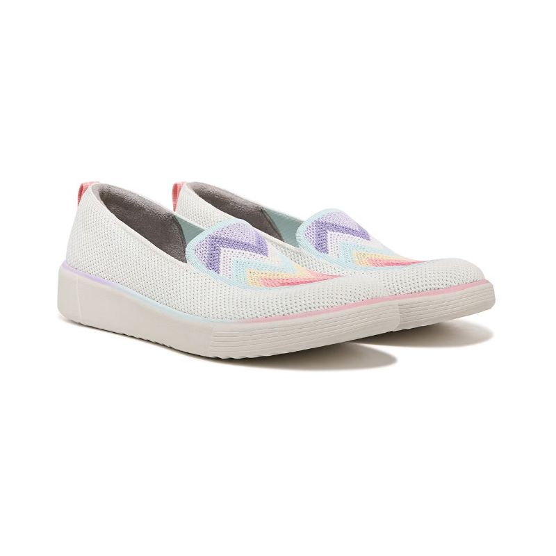 Bzees Women's March On Moc Slip On-White Chevron Knit | New Arrivals