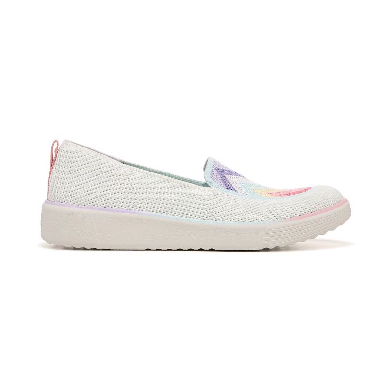 Bzees Women's March On Moc Slip On-White Chevron Knit | New Arrivals