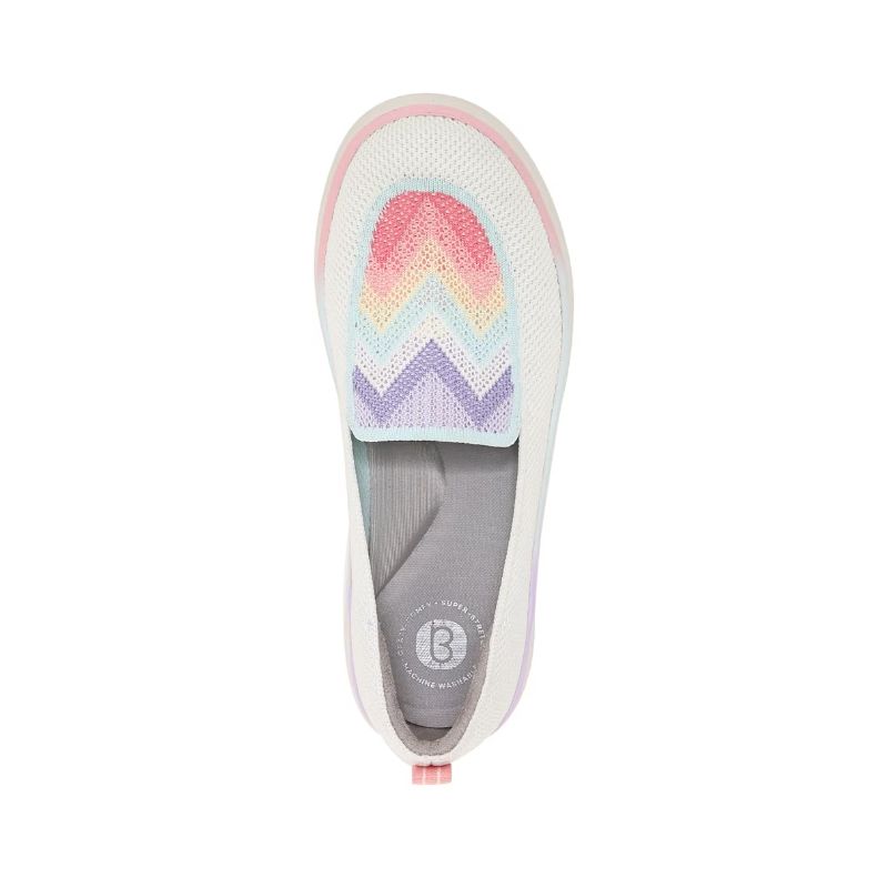 Bzees Women's March On Moc Slip On-White Chevron Knit | New Arrivals