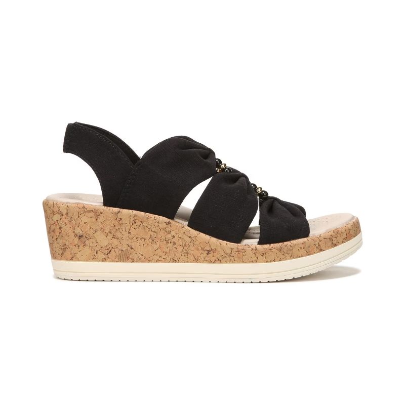 Bzees Women's Roma Sandal Wedge-Black Fabric | New Arrivals