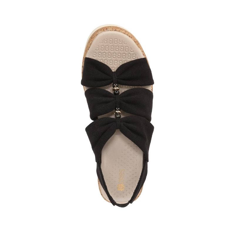 Bzees Women's Roma Sandal Wedge-Black Fabric | New Arrivals