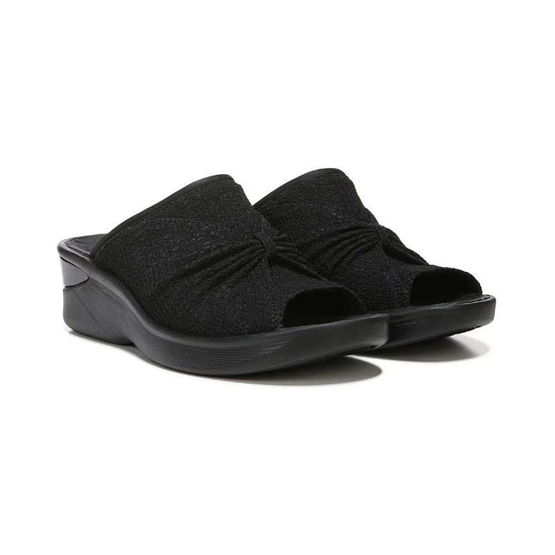 Bzees Women's Sunburst Slide Wedge Sandal-Black Fabric | New Arrivals