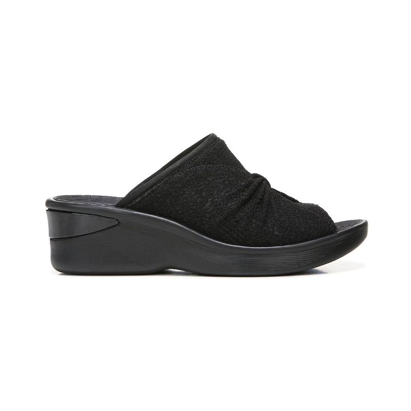 Bzees Women's Sunburst Slide Wedge Sandal-Black Fabric | New Arrivals