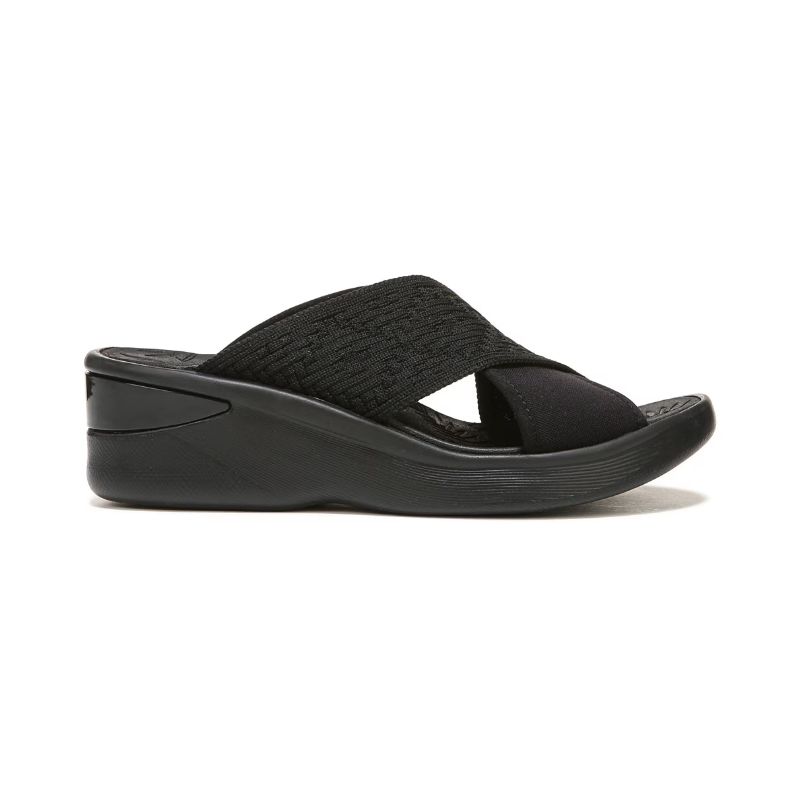 Bzees Women's Sundance Wedge Sandal-Black Fabric | New Arrivals