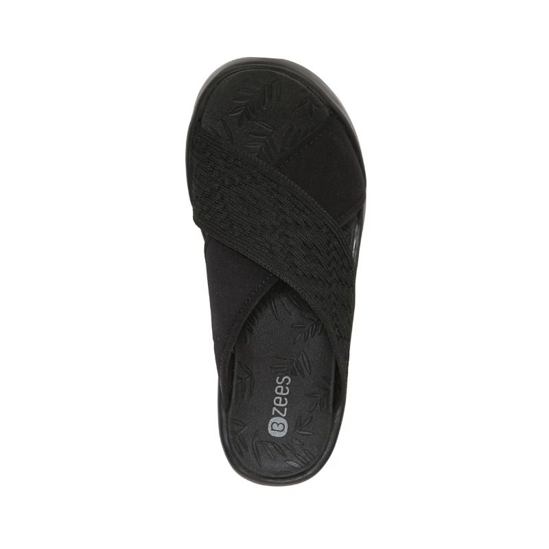 Bzees Women's Sundance Wedge Sandal-Black Fabric | New Arrivals