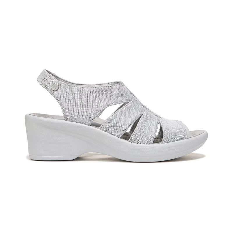 Bzees Women's Finale Peep Toe Sandal-Silver Shimmer Fabric | New Arrivals