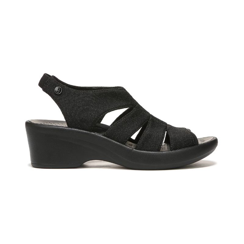 Bzees Women's Finale Peep Toe Sandal-Black Shimmer Fabric | New Arrivals