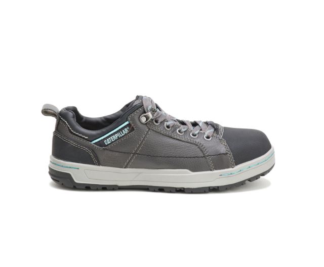 Cat Footwear | Brode Steel Toe Work Shoe Dark Grey/Mint