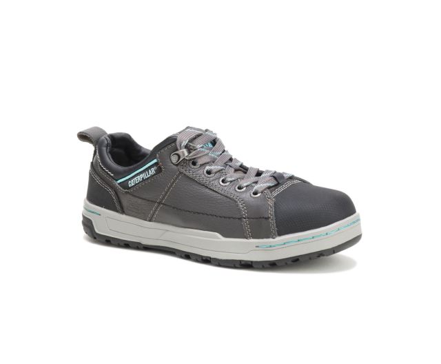 Cat Footwear | Brode Steel Toe Work Shoe Dark Grey/Mint