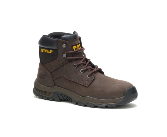 Cat Footwear | Upholder Waterproof Steel Toe Work Boot Dark Chocolate