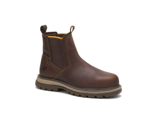 Cat Footwear | Fairbanks Chelsea Steel Toe Work Boot Toffee