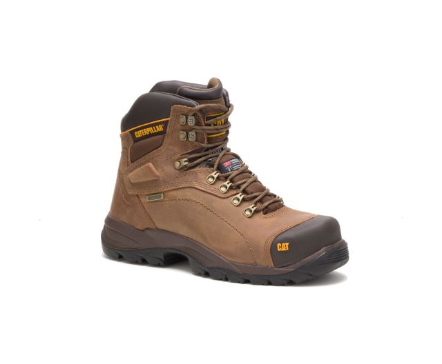 Cat Footwear | Diagnostic Hi Waterproof Thinsulate™ Steel Toe Work Boot Dark Beige