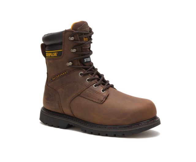 Cat Footwear | Salvo 8" Waterproof Steel Toe Thinsulate™ Work Boot Dark Brown