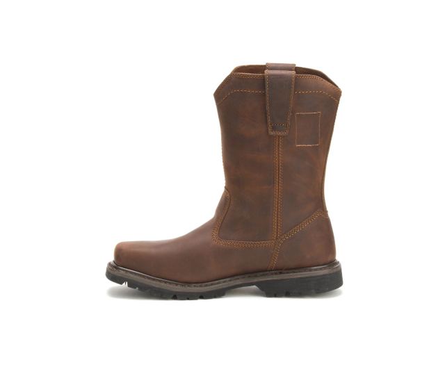 Cat Footwear | Wellston Pull On Steel Toe Work Boot Dark Brown