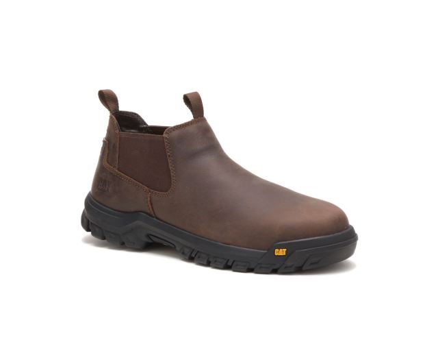 Cat Footwear | Outline Slip-On Steel Toe Work Boot Seal Brown