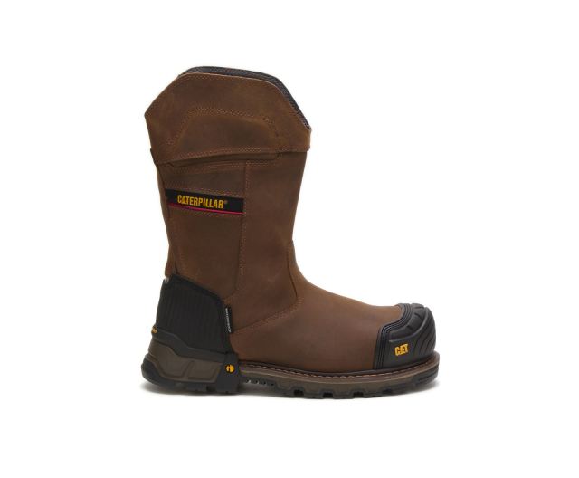 Cat Footwear | Excavator XL Pull On Waterproof Composite Toe Work Boot Dark Brown