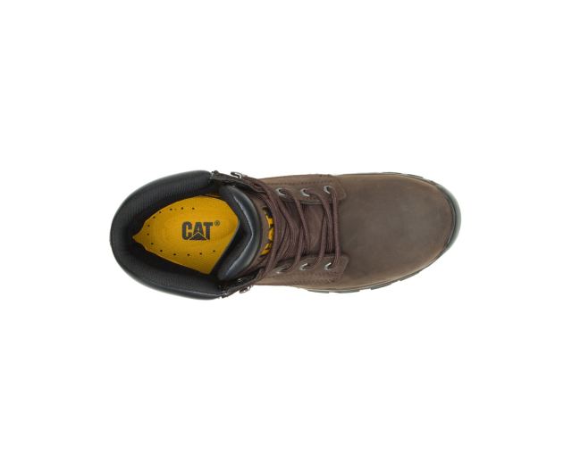 Cat Footwear | Upholder Waterproof Steel Toe Work Boot Dark Chocolate