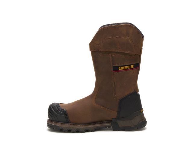 Cat Footwear | Excavator XL Pull On Waterproof Composite Toe Work Boot Dark Brown