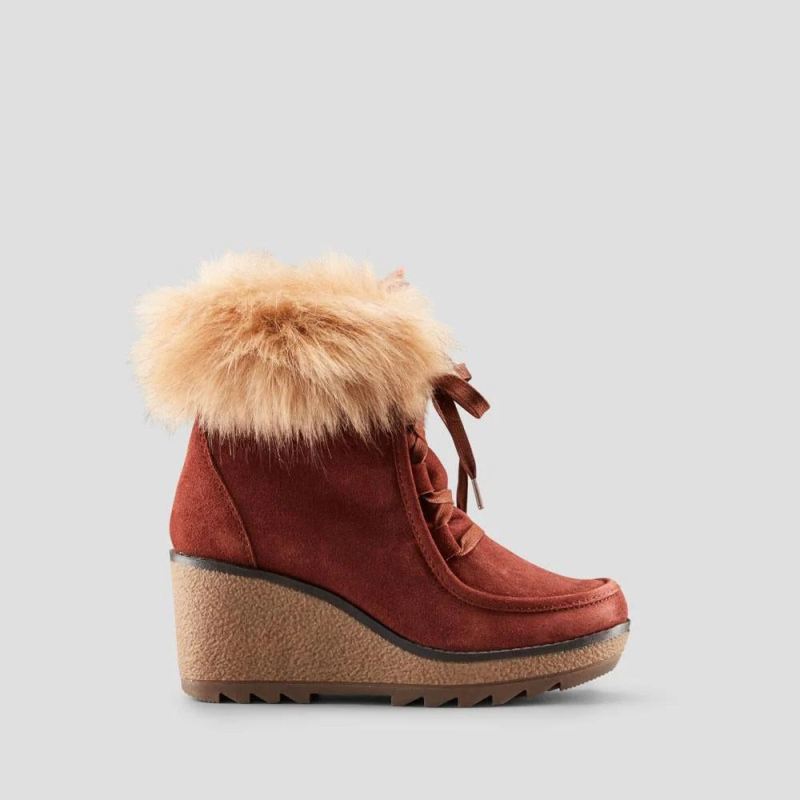 Cougar Women's Pasha Suede Wedge Waterproof Winter Boot-Russet