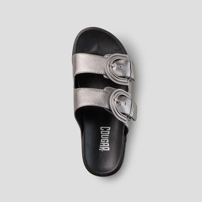 Cougar Women's Pepa Metallic Leather Water-Repellent Sandal-Metallic Silver