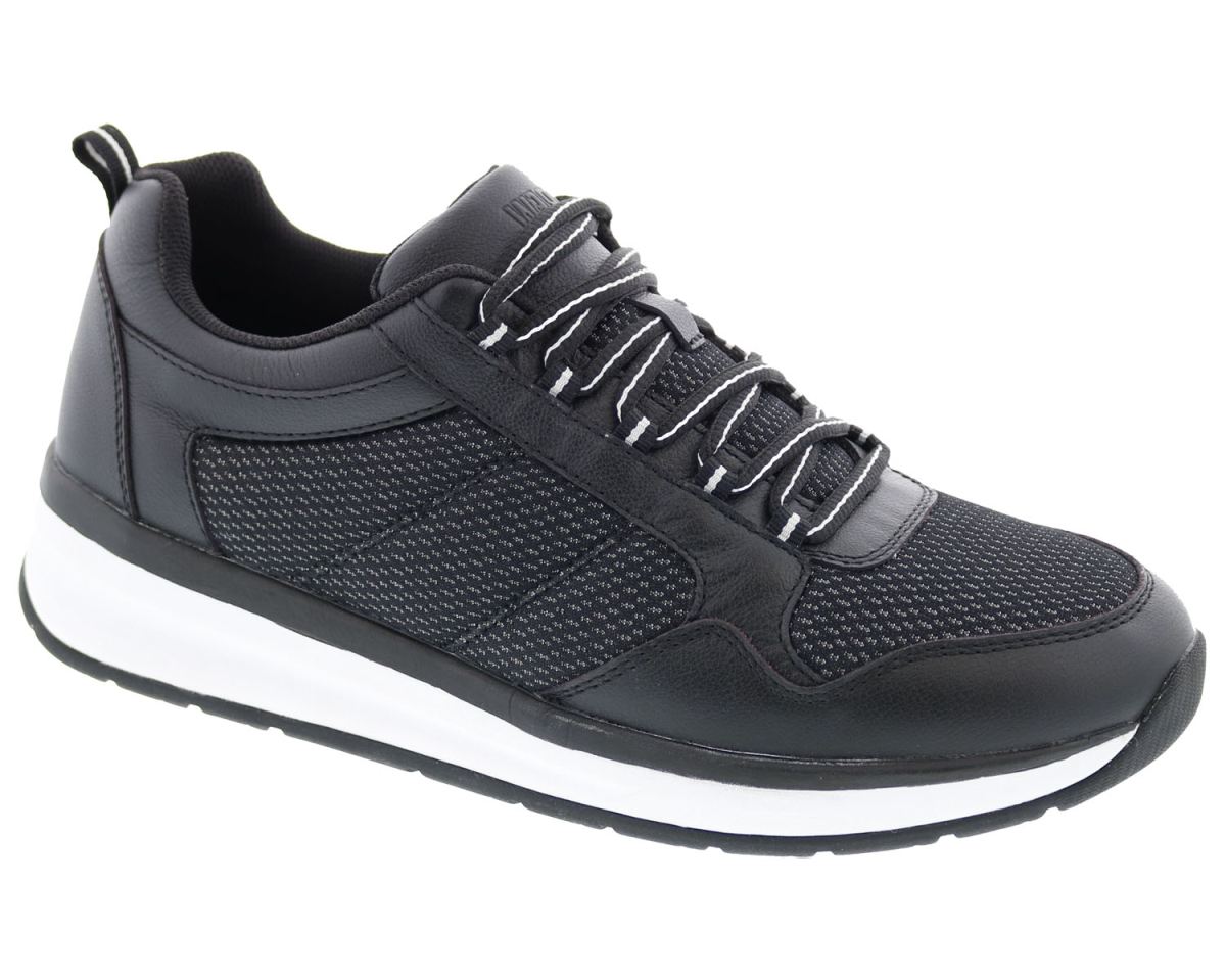 DREW SHOES | MEN'S ROCKET-Black Leather/Black Mesh