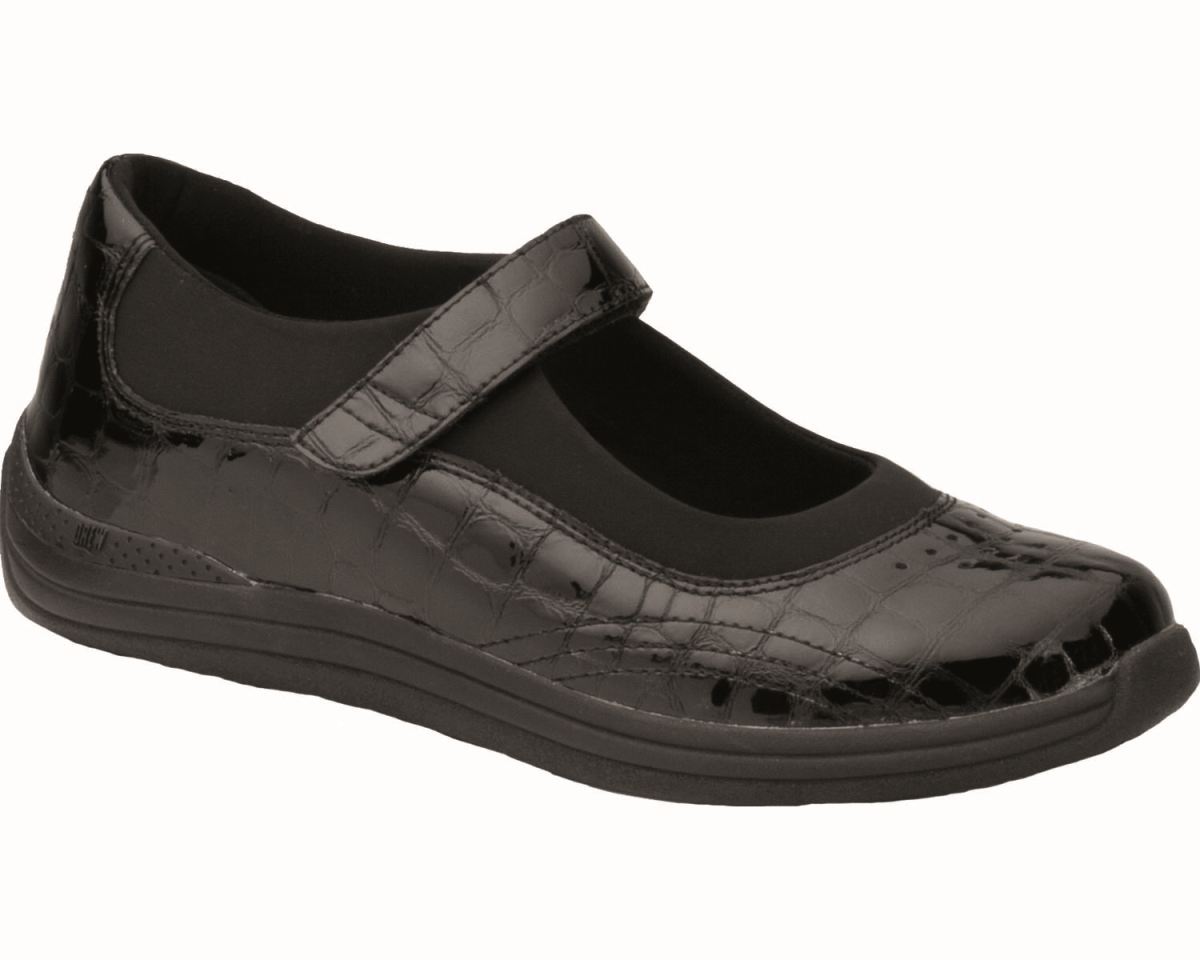 DREW SHOES | WOMEN'S ROSE-Black Croc Patent Leather