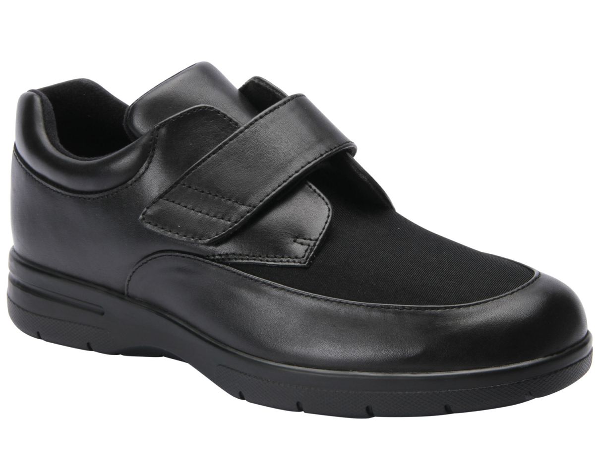 DREW SHOES | MEN'S JOURNEY II-Black Leather/Black Stretch