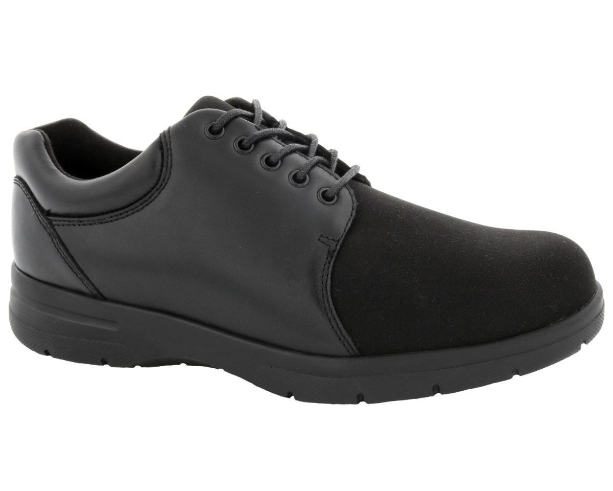 DREW SHOES | MEN'S DRIFTER-Black Leather / Black Stretch