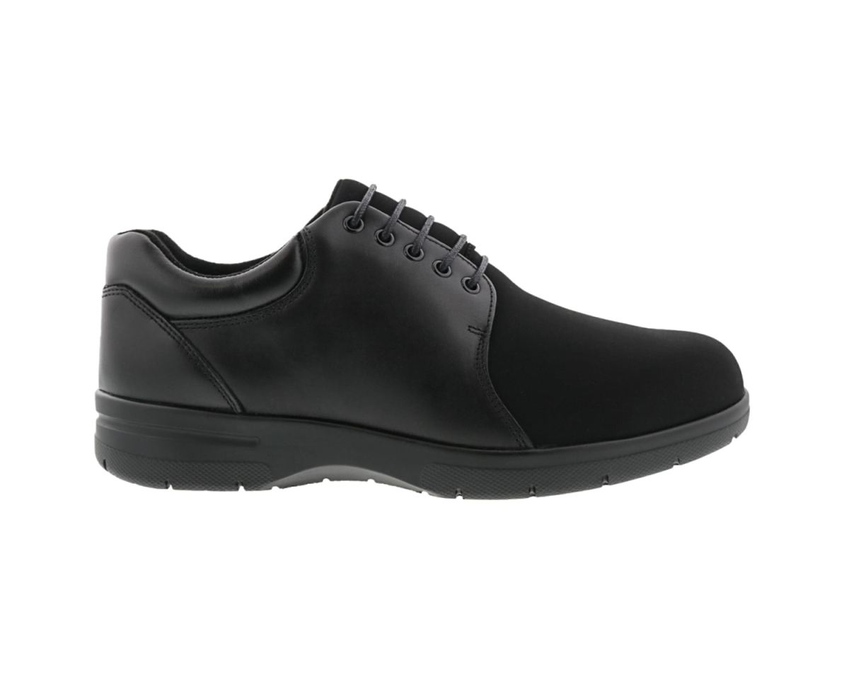 DREW SHOES | MEN'S DRIFTER-Black Leather / Black Stretch