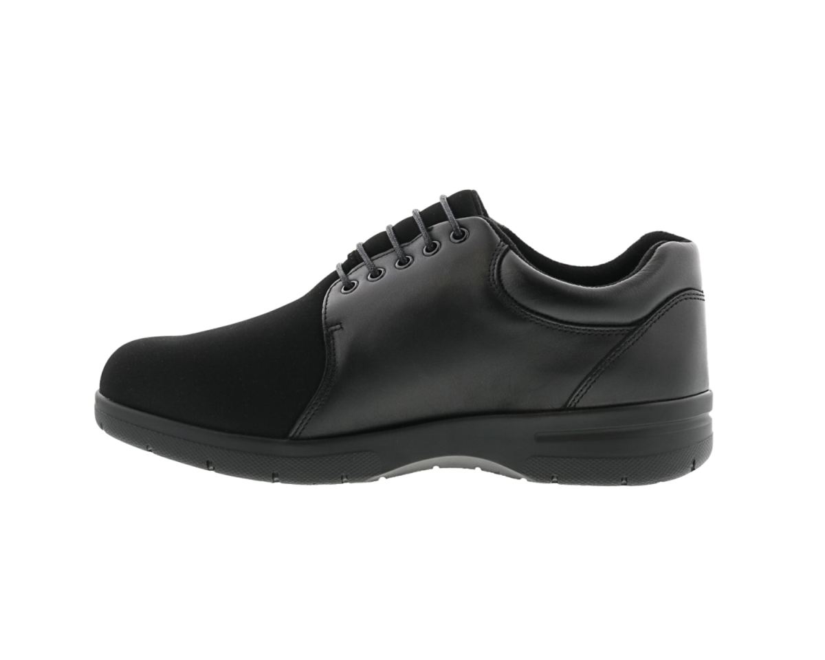 DREW SHOES | MEN'S DRIFTER-Black Leather / Black Stretch