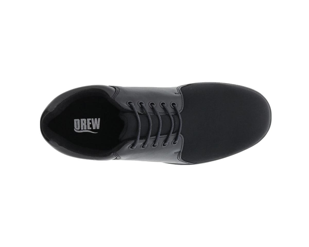 DREW SHOES | MEN'S DRIFTER-Black Leather / Black Stretch